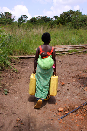 Walking for water in Uganda